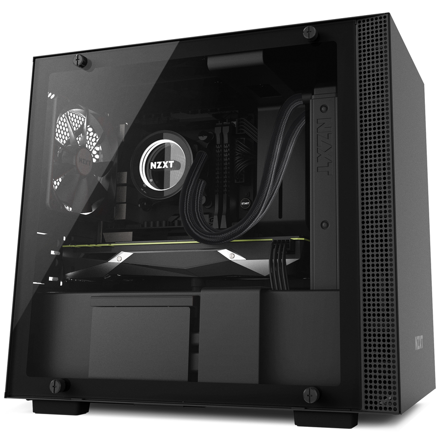 Mega Computer Systems Computers Laptops Sales Service Canada NZXT H200 Matte Black Tempered Glass Mini ITX Tower CA H200B B1
